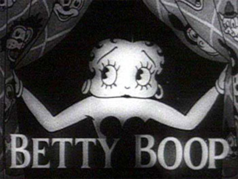 Betty Boop makes an enterance through the curtains